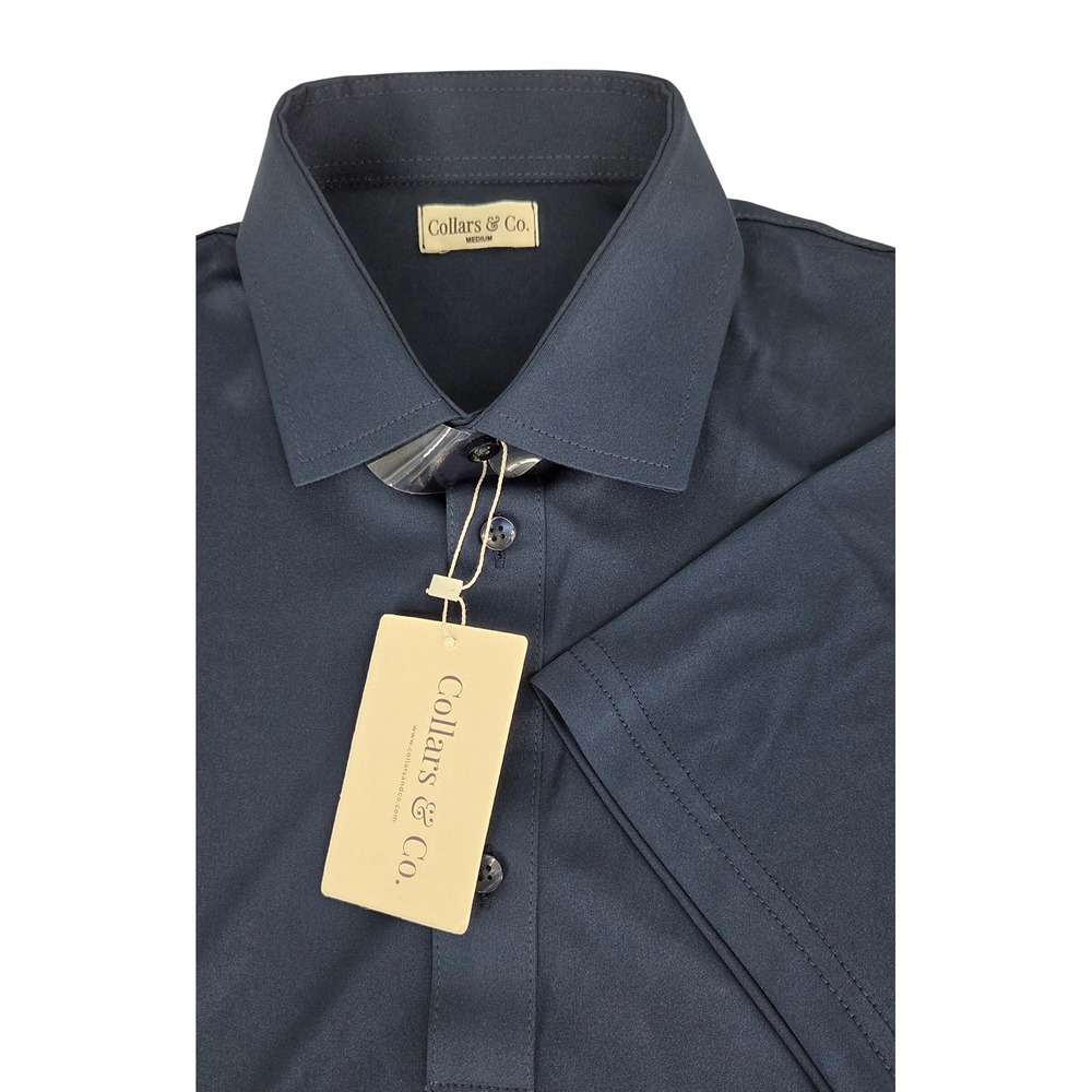 NWT Collars and Co Dress Collar Polo Short Sleeve Navy Medium